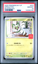 PSA 10 GEM MINT Japanese Pokemon 2025 Sprigatito 017/M-P MCDONALD COLL. PROMO
