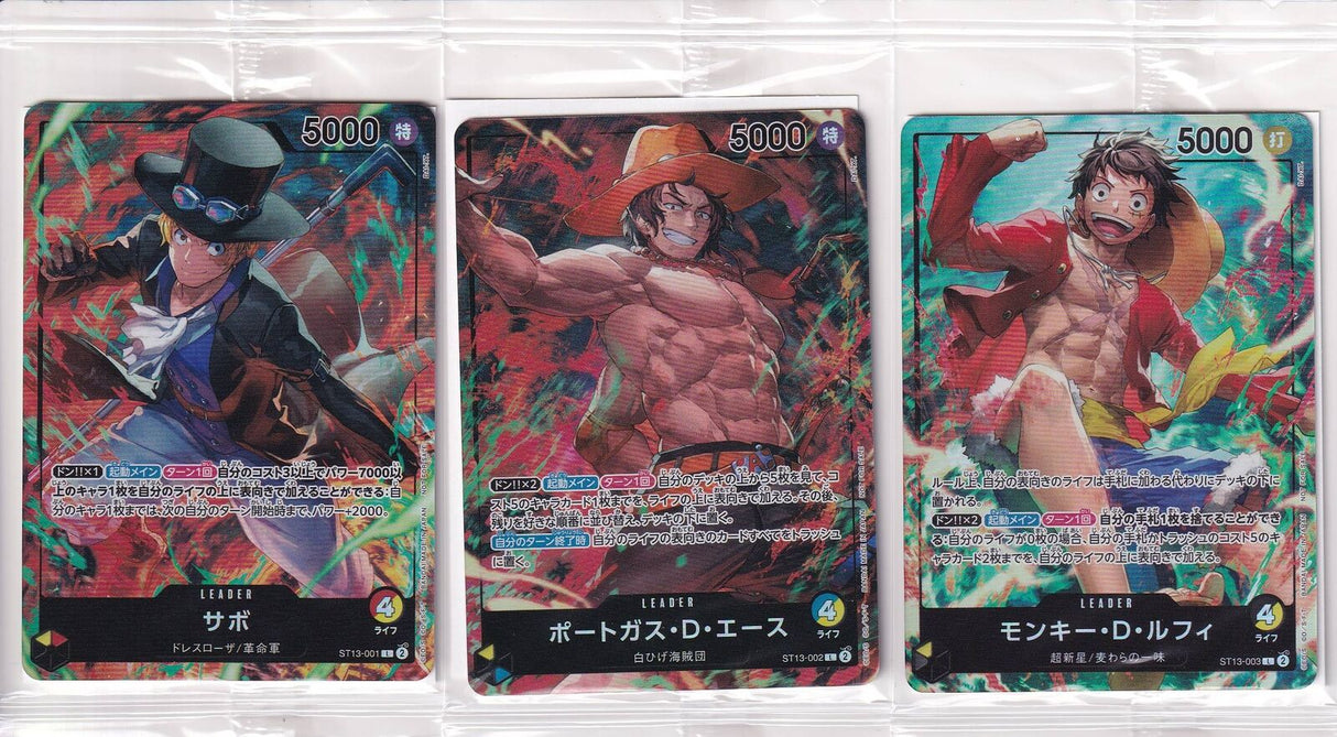 SET3Japanese One Piece Card SEALED Sabo Potogas.DAce Luffy ST13-001 002 003 7-11