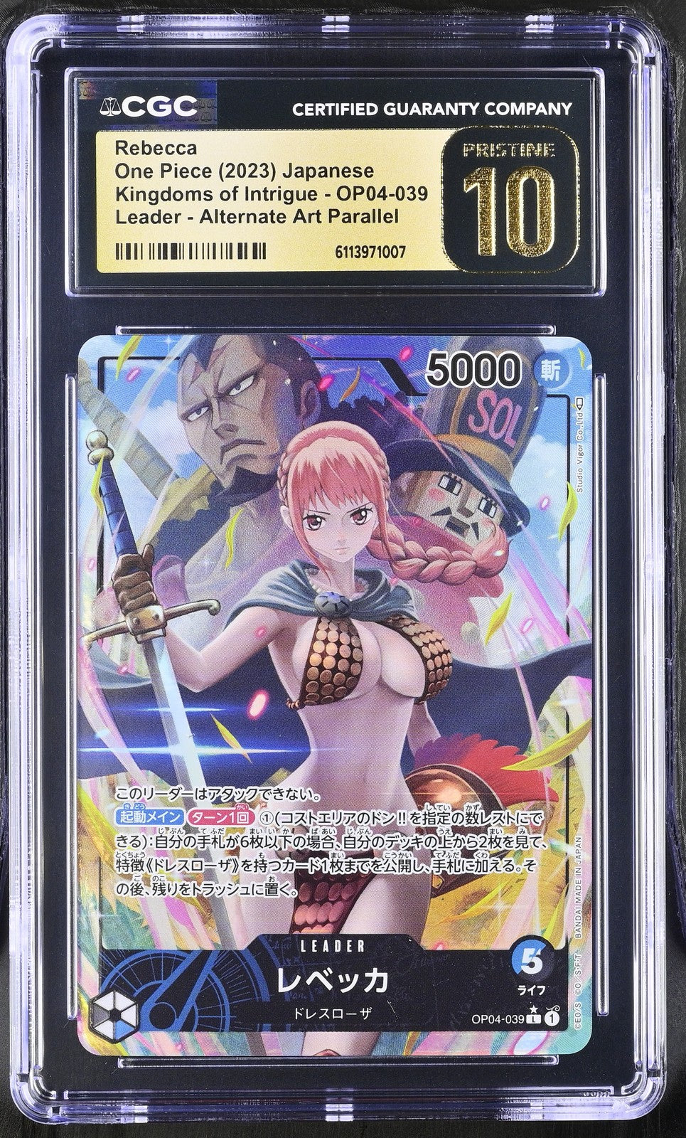 CGC 10 PRISTINE JAPANESE ONE PIECE 2023 REBECCA OP04-039 ALTERNATE ART
