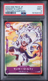 PSA 9 MINT JAPANESE ONE PIECE 2023 MONKEY D. LUFFY P-041 PROMOS 7-ELEVEN CA
