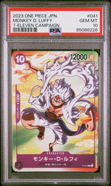 PSA 10 GEM MINT JAPANESE ONE PIECE 2023 MONKEY D. LUFFY P-041 PROMOS 7-ELEVEN CA