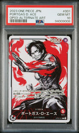 PSA 10 GEM MINT JAPANESE ONE PIECE 2023 PORTGAS D. ACE OP03-001 ALTERNATE ART