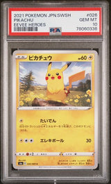 PSA 10 GEM MINT JAPANESE POKEMON 2021  PIKACHU 026/069 EEVEE HEROES S6a