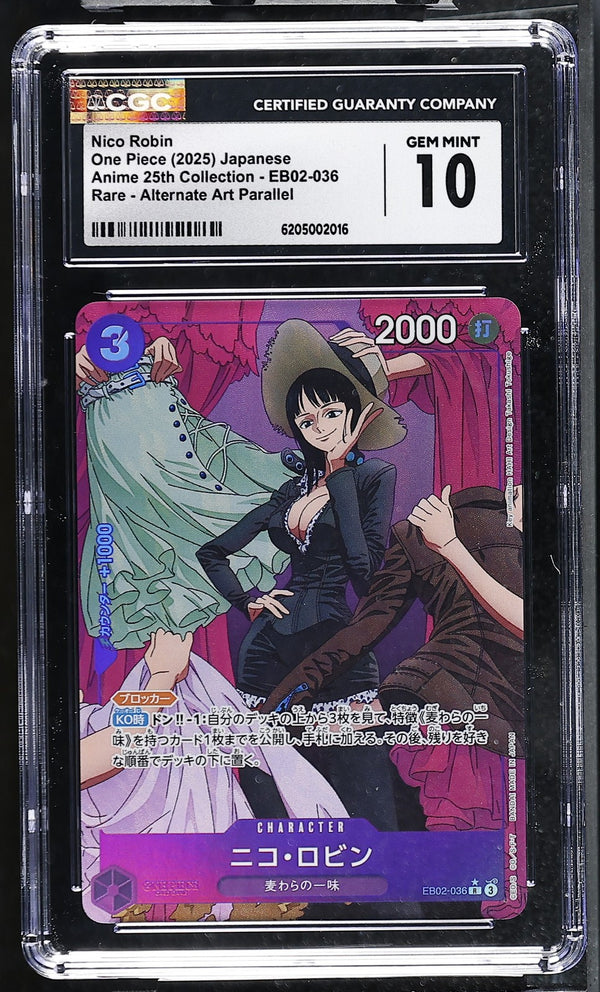 CGC 10 GEM MINT JAPANESE ONE PIECE 2025 Nico Robin EB02-036 Anime 25th Coll.
