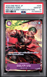 PSA 10 GEM MINT Japanese One Piece  2023 Roronoa Zoro P-045 PROMO Purple