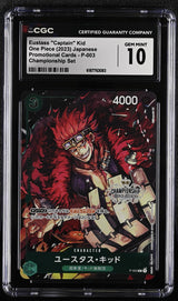 CGC 10 GEM MINT Japanese One Piece 2023 Eustass "Captain" Kid P-003 Championship
