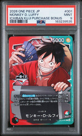 PSA 9 MINT JAPANESE ONE PIECE 2026 Monkey D Luffy OP13-001 Ichiban Kuji