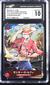 CGC 10 GEM MINT One Piece 2022 Monkey D. Luffy P-001 Tournament Promos Champions