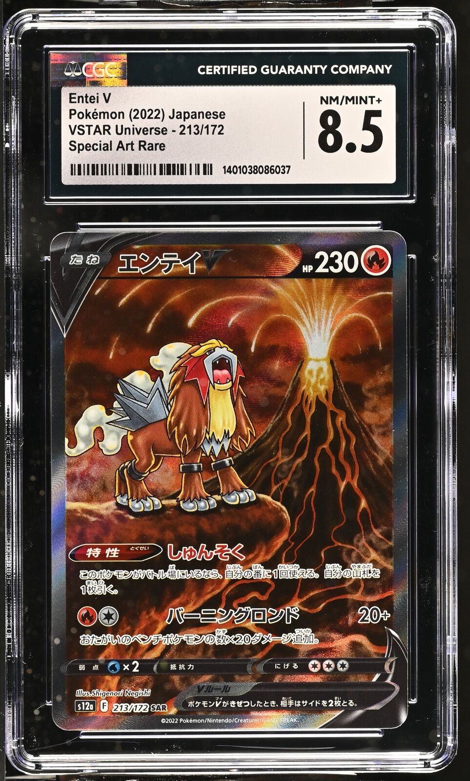 CGC 8.5 NM/MINT+ Japanese Pokemon 2022 Entei V 213/172 V.STAR Universe S12a