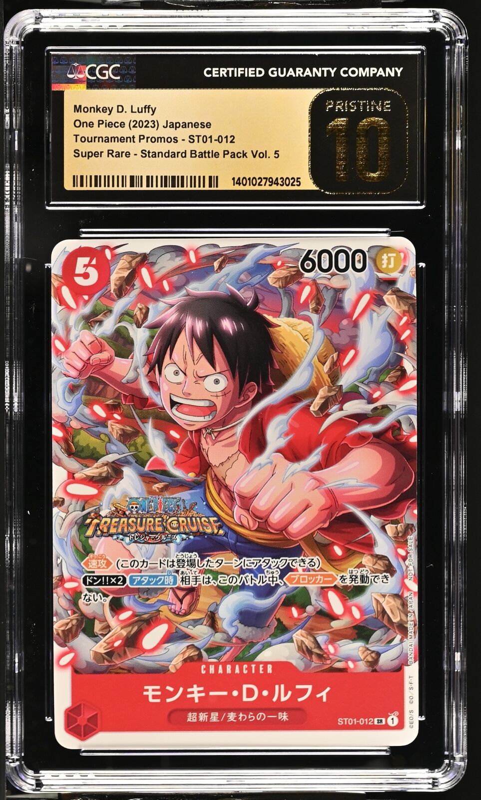 CGC 10 PRISTINE Japanese One Piece 2023 Monkey D. Luffy ST01-012 Standard Pack