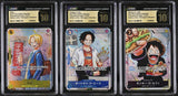 SET 3 CGC 10 PRISTINE JAPANESE ONE PIECE 2024 Luffy Ace Sabo P-073 P-074 P-075