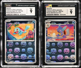 SET 2 CGC 9 MINT Japanese Pokemon 2023 Squirtle&Wartortle 07 008/165 MASTER SV2a