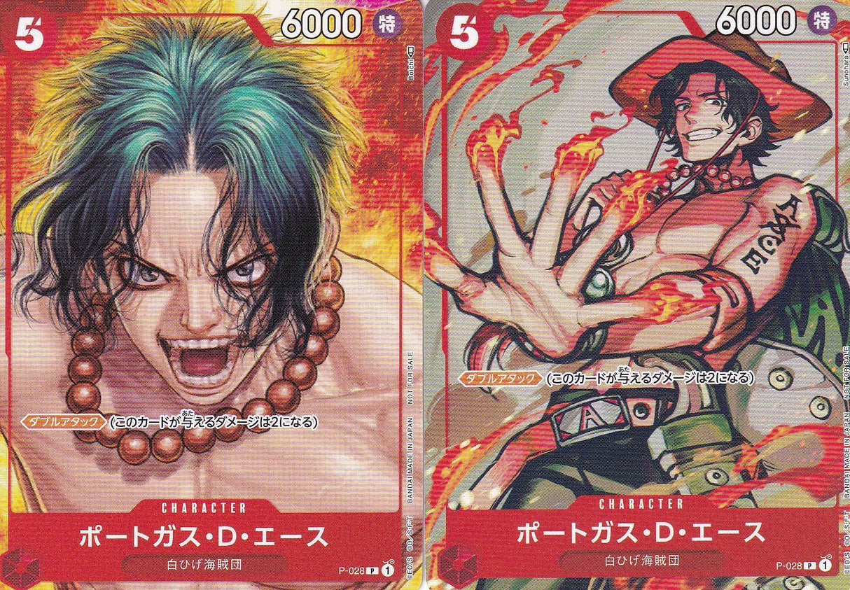 SET 2 Japanese One Piece Card Portgas D. Ace P-028 PROMOTION VOL.2 & MAGAZINE.16