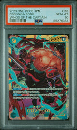 PSA 10  MINT JAPANESE ONE PIECE 2023 RORONOA ZORO OP06-118 WINGS OF THE CAPTAIN