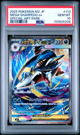 PSA 10 GEM MINT JAPANESE POKEMON 2025 Mega Sharpedo ex 113/080 Inferno X M2