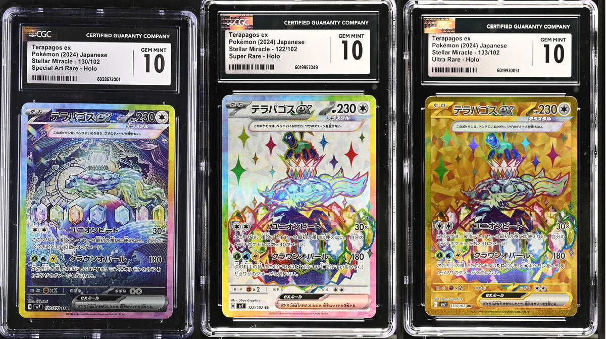 SET 3 CGC 10 GEM Pokemon JAPANESE TERAPAGOS EX 122/102 130/102 133/102 ...
