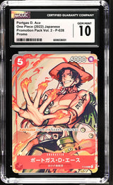 CGC 10 GEM MINT Japanese One Piece 2022 Portgas D. Ace P-028 Promotion Pack