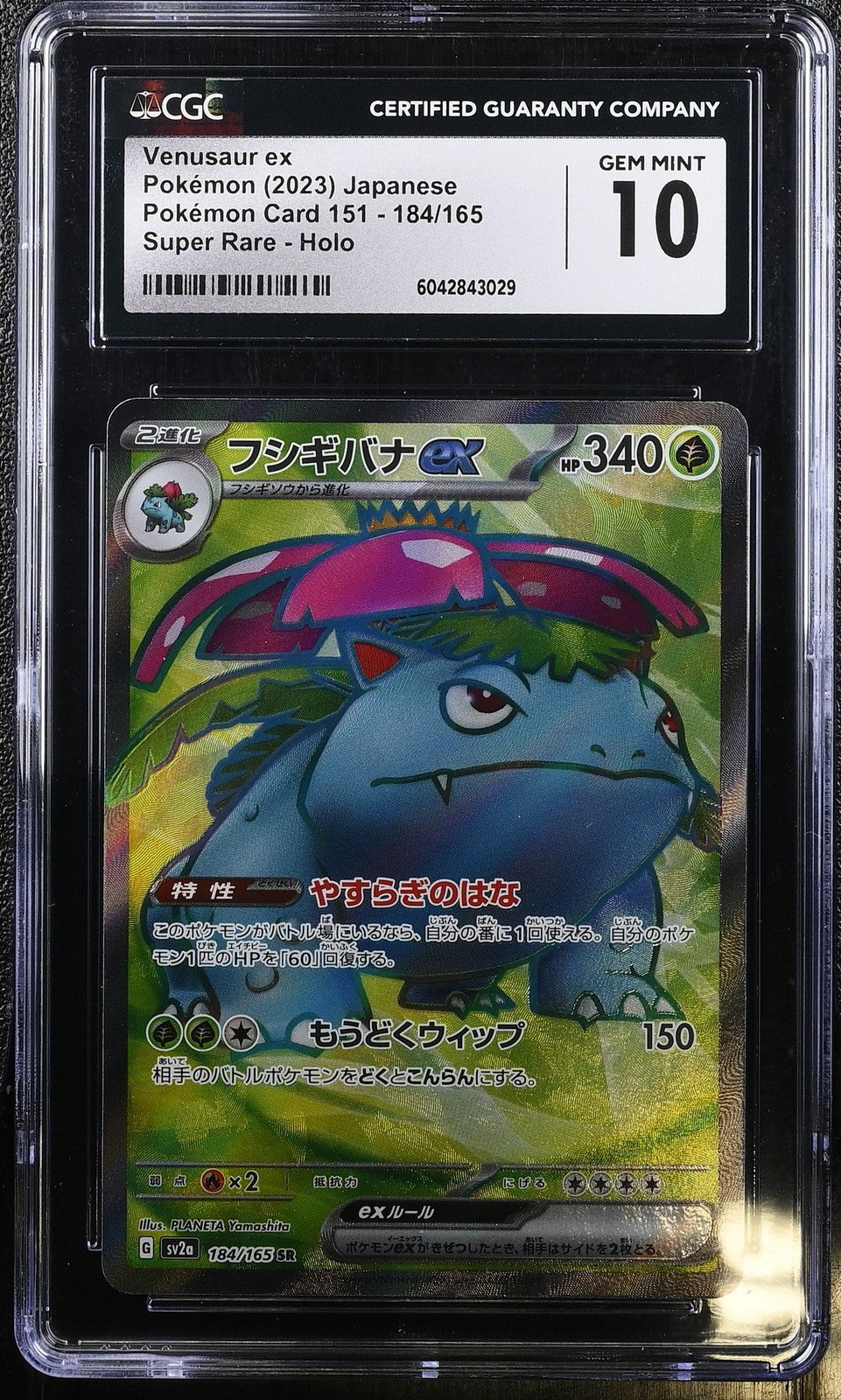 CGC 10 GEM MINT Japanese Pokemon 2023 Venusaur ex 184/165 Pokémon 151 SV2a