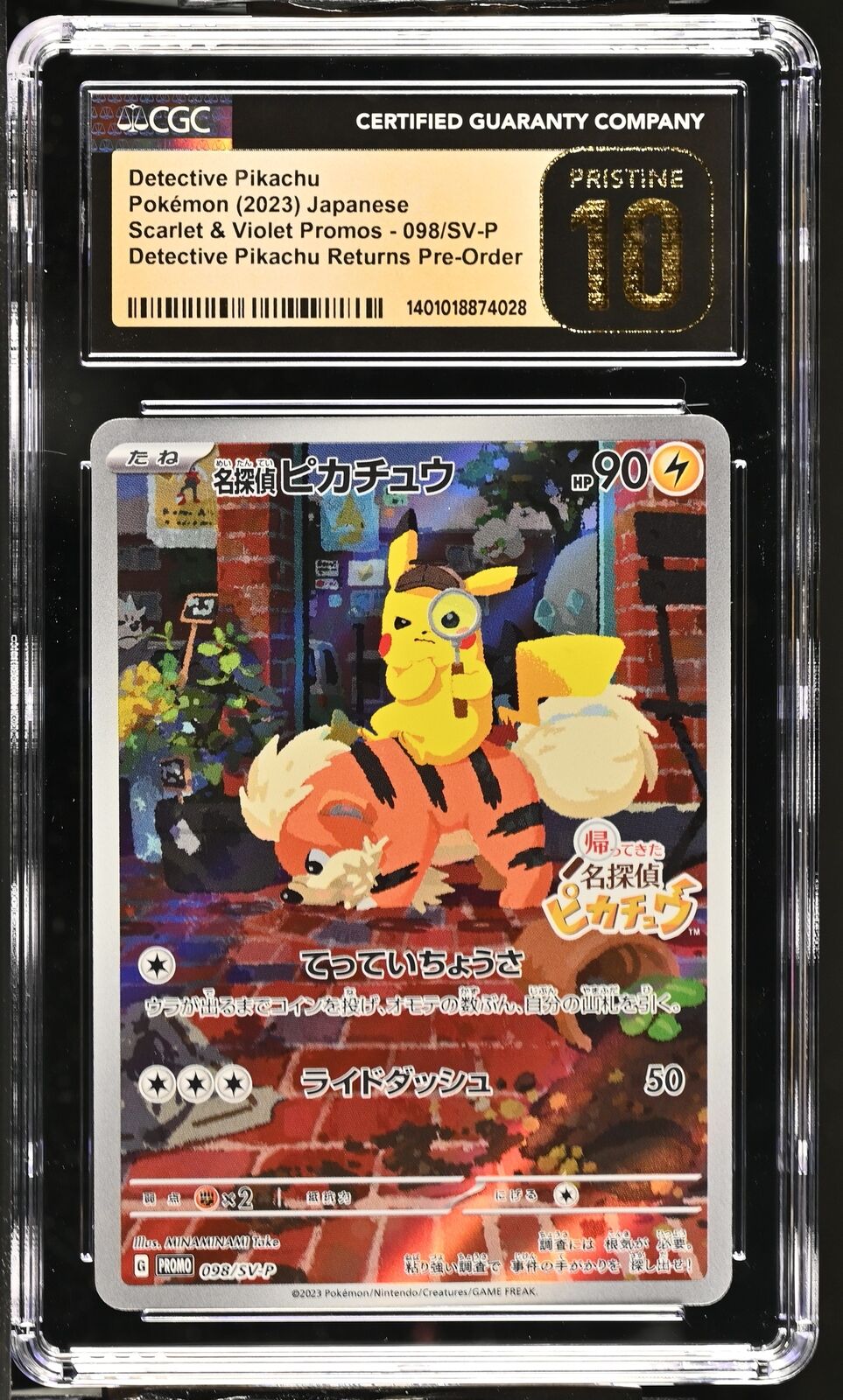 CGC 10 PRISTINE Japanese Pokemon 2023 Detective Pikachu 098/SV-P Scarlet PROMOS