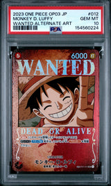 PSA 10 GEM MINT Japanese One Piece 2023 Monkey Luffy ST01-012 Wanted Dead SR
