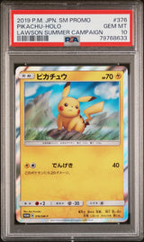 PSA 10 GEM MINT JAPANESE POKEMON 2019 Pikachu 376/SM-P 2019  LAWSON SUMMER PROMO