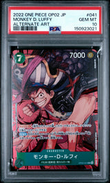 PSA 10 GEM MINT JP One Piece 2022 Monkey D. Luffy OP02-041 Alt Art Parallel