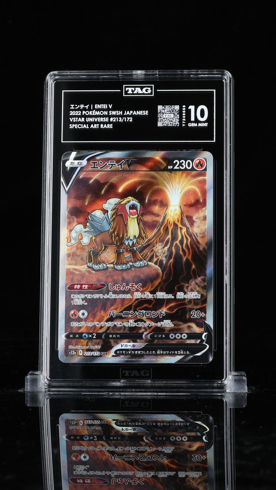 TAG 10 GEM MINT Japanese Pokemon 2022 Entei V 213/172 VSTAR Universe - s12a