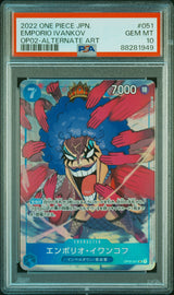 PSA 10 GEM MINT JAPANESE ONE PIECE 2022 EMPORIO IVANKOV OP02-051 ALTERNATE ART