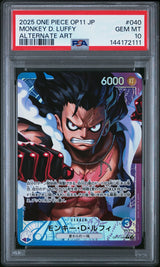 PSA 10 GEM MINT Japanese One Piece 2025 MONKEY D. LUFFY OP11-040 OP11-A FIST