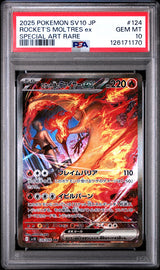 PSA 10 GEM MINT JAPANESE POKEMON 2025 Rocket's Moltres 124/098 Team Rocket sv10