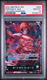 PSA 10 GEM MINT JAPANESE ONE PIECE 2024 Potogas.D.Ace ST13-002 SEVEN ELEVEN