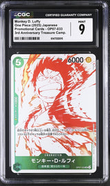 CGC 9 MINT JAPANESE ONE PIECE 2025 MONKEY D. LUFFY OP07-033 Red & White PROMO
