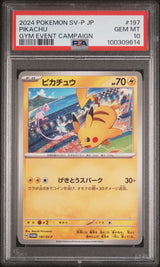 PSA 10 GEM MINT Japanese Pokemon 2024 PIKACHU 197/SV-P Gym Event PROMO