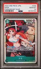 PSA 10 GEM MINT JAPANESE ONE PIECE 2022 Nami OP02-036 Paramount War