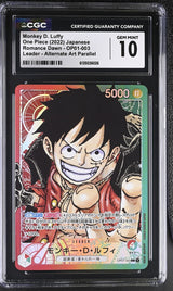 CGC 10 GEM MINT JAPANESE ONE PIECE 2022 MONKEY D. LUFFY OP01-003 ALTERNATE ART