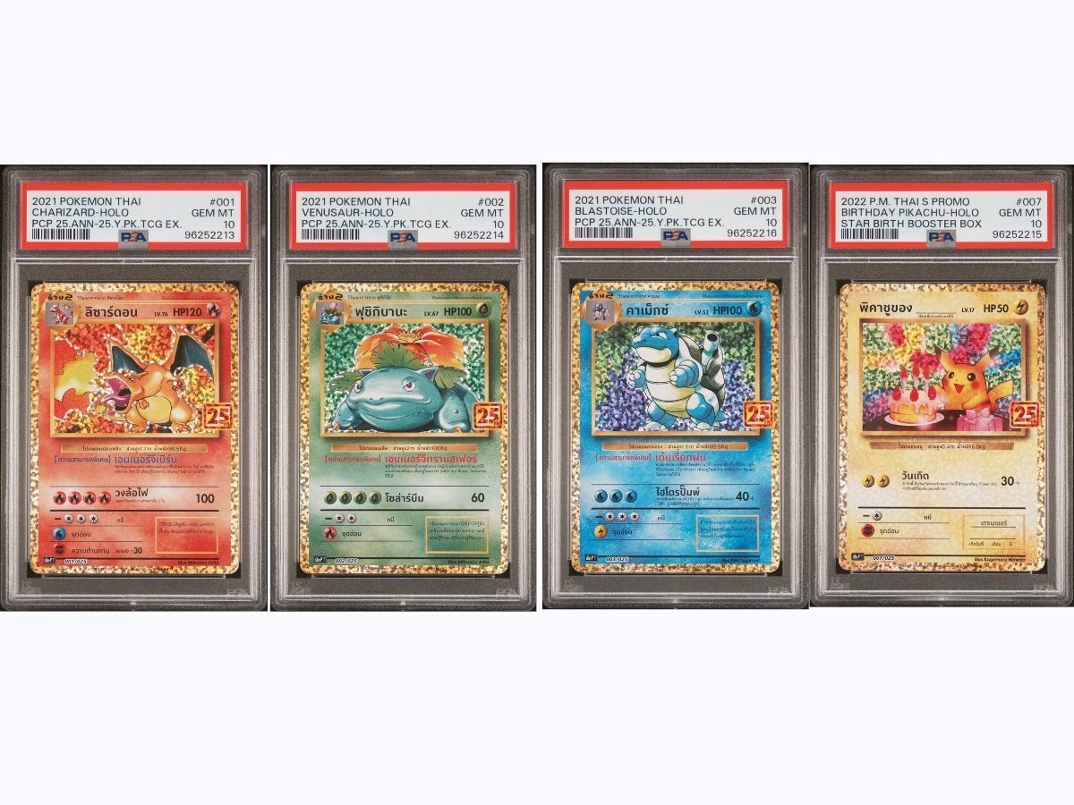 PSA 10 SET4 THAI Pokemon CharizardVenusaurBlastoisePikachu 001-003 007/025 S8a