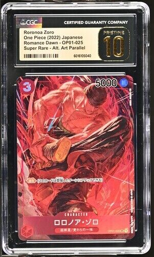 CGC 10 PRISTINE JAPANESE ONE PIECE 2022 RORONOA ZORO OP01-025