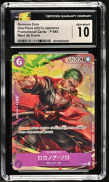 CGC 10 GEM MINT Japanese One Piece  2023 Roronoa Zoro P-045 PROMO Purple