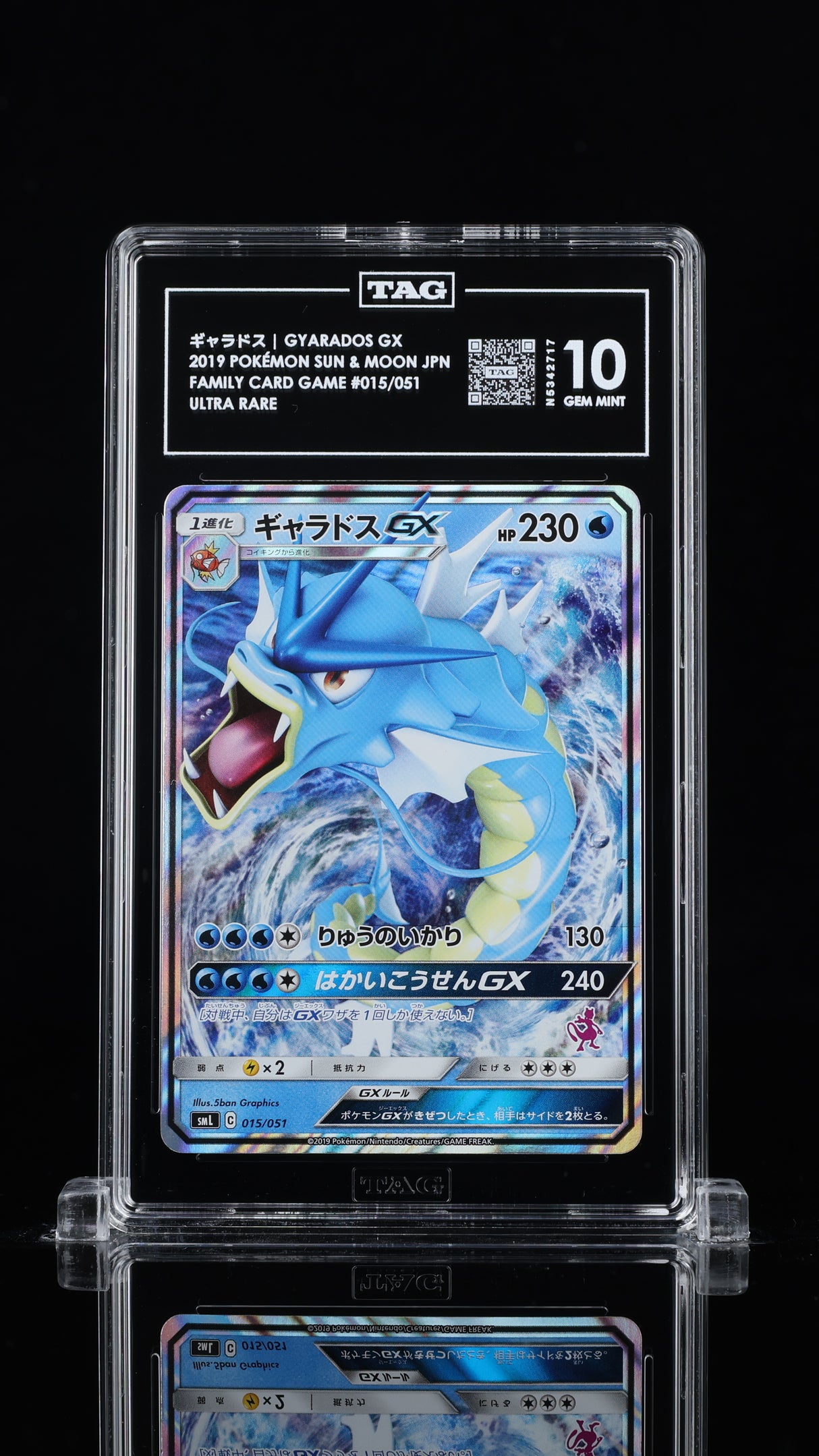 TAG 10 GEM MINT JAPANESE POKEMON 2019 Gyarados GX 015/051 Family Card Game SML