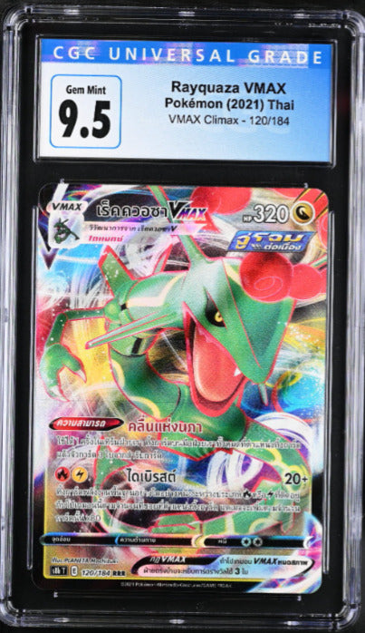 THAI Language Pokemon 2021 CGC 9.5 Gem Mint Rayquaza 120/184 VMAX Climax S8b