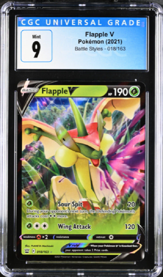 English Pokemon 2021 CGC 9 Mint Flapple V 018/163 Battle Styles