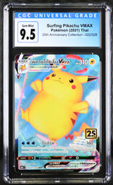 CGC 9.5 GEM MINT THAI Language Pokemon 2021 Surfing Pikachu VMAX 022/028 25th An