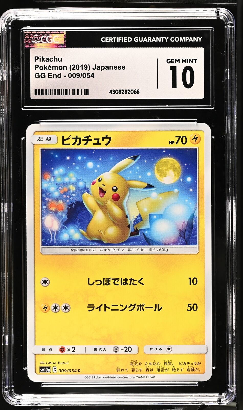 CGC 10 GEM MINT Japanese Pokemon 2019 Pikachu 009/054 GG End SM10a