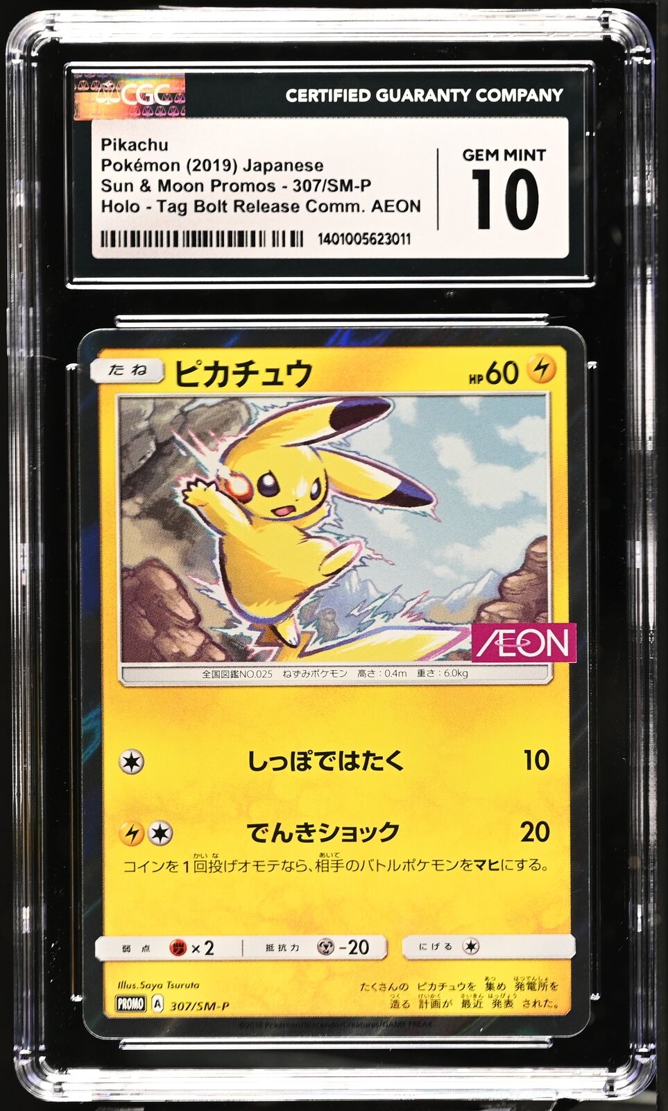 CGC 10 GEM MINT Japanese Pokemon 2019 Pikachu 307/SM-P Sun & Moon PROMO