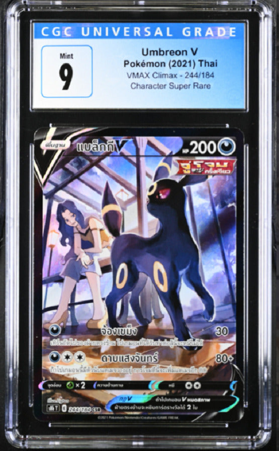 THAI Language Pokemon 2021 CGC 9 Gem Mint Umbreon V 244/184 VMAX Climax CSR S8b