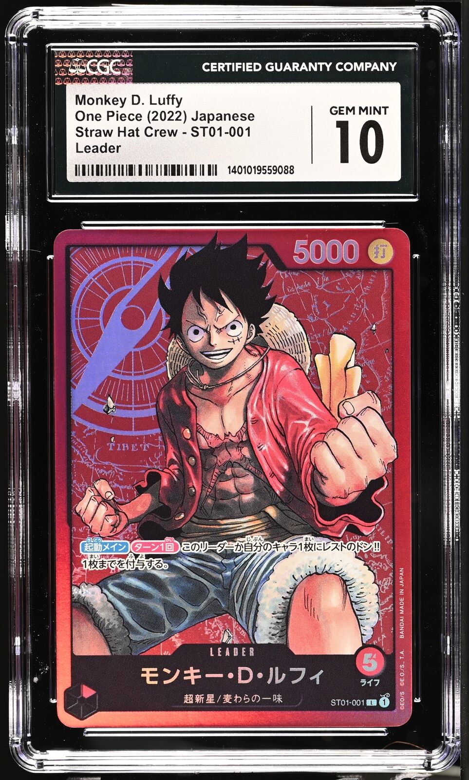 CGC 10 GEM MINT One Piece japanese 2022 Monkey D. Luffy ST01-001 Straw Hat Crew