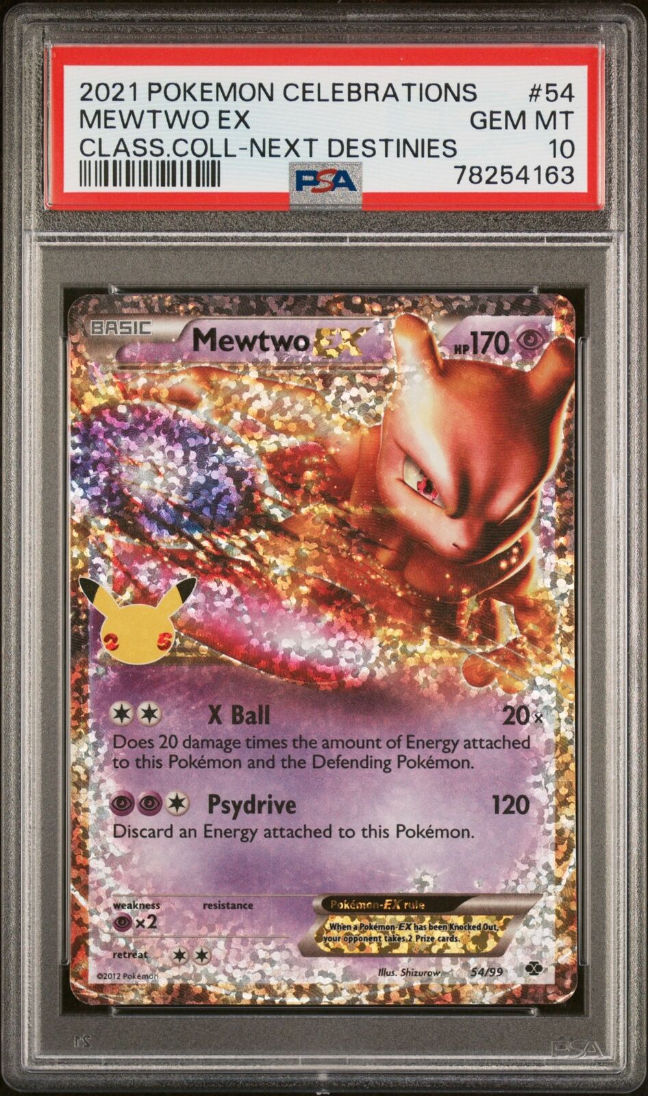 PSA 10 GEM MINT JAPANESE POKEMON 2021 MEWTWO EX 54/99 CELEBRATIONS CLASSIC