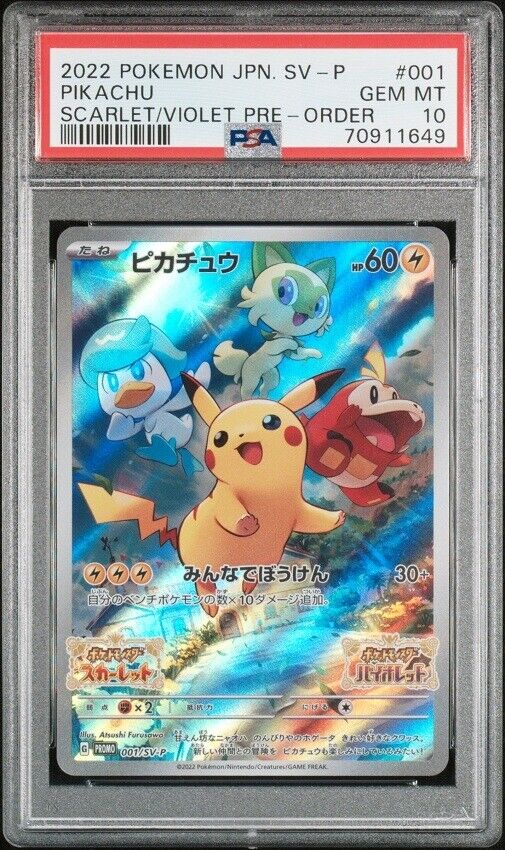 PSA 10 GEM MINT JAPANESE POKEMON 2022 PIKACHU 001/SV-P PROMO SCARLET/VIOLET