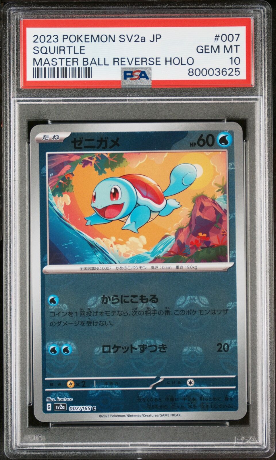 PSA 10 GEM MINT JAPANESE POKEMON 2023 SQUIRTLE 007/165  MASTER BALL 151 SV2a