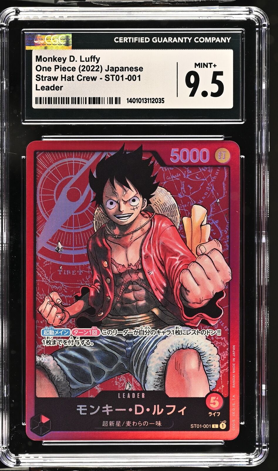 CGC 9.5 MINT+ One Piece 2022 Monkey D. Luffy ST01-001 Straw Hat Crew L